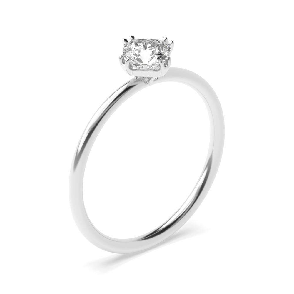 Princess Shape Double Claw Solitaire Moissanite Engagement Ring