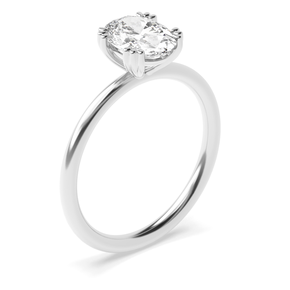 Oval Shape Double Claw Delicate Solitaire Diamond Engagement Ring