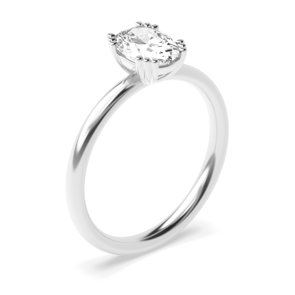 Oval Shape Tri Claws Solitaire Diamond Engagement Ring