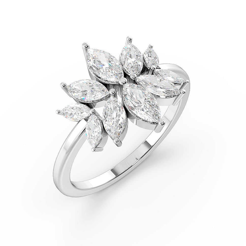 Marquise Shape Modern Designer Cluster Diamond Rings (14mm)