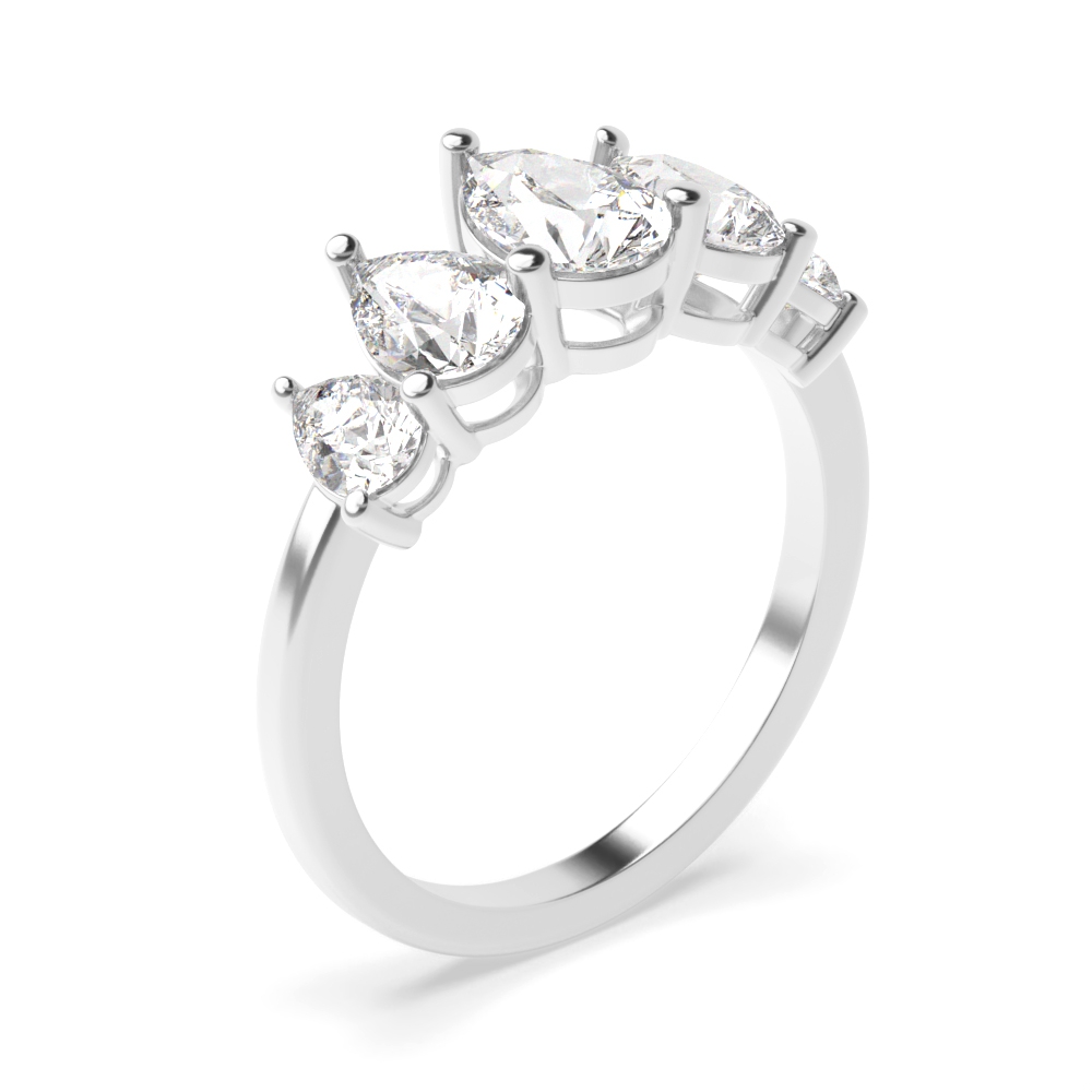 Pear Shape Graduating Five Stone Lab Grown Diamond Rings (8.25mm)