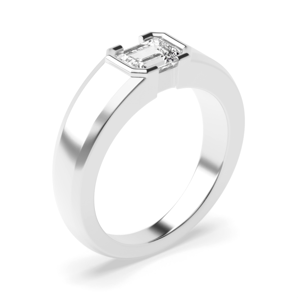 Emerald Tension Set Solitaire Diamond Engagement Ring