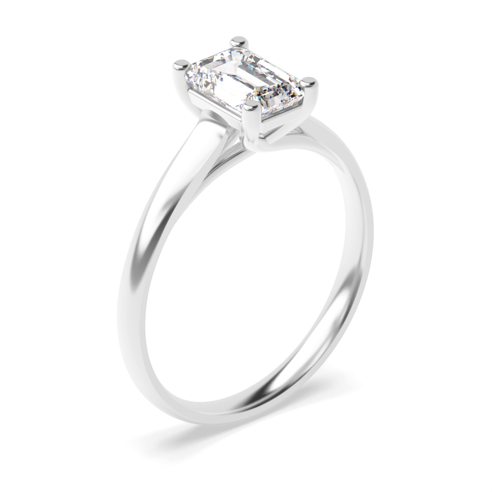 Emerald Cross Over Claws Solitaire Moissanite Engagement Ring