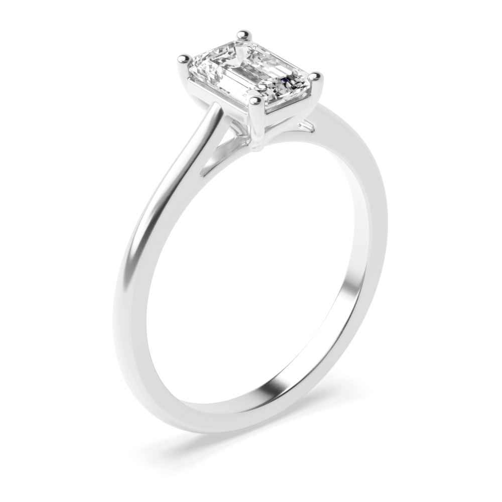Emerald Split Tapering Shoulder Solitaire Diamond Engagement Ring