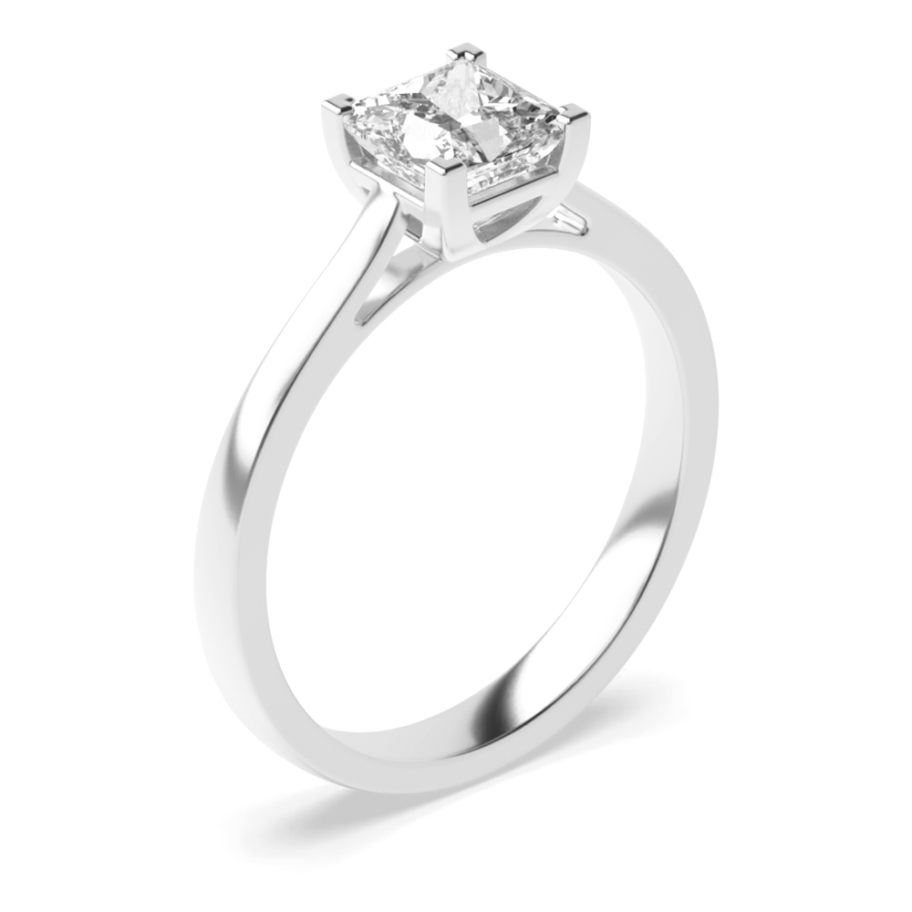 Princess Solitaire Diamond Engagement Ring In Corner Claws Setting