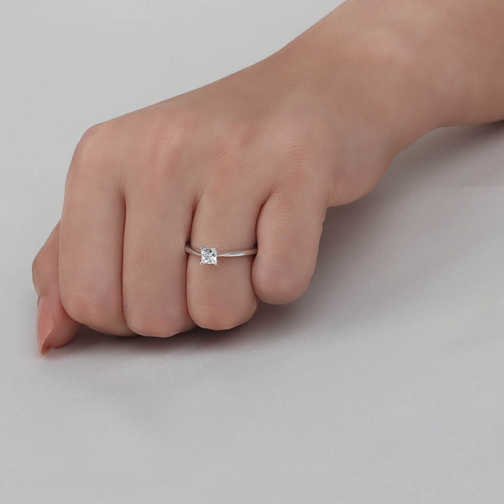Princess Narrow Shoulder Solitaire Engagement Ring