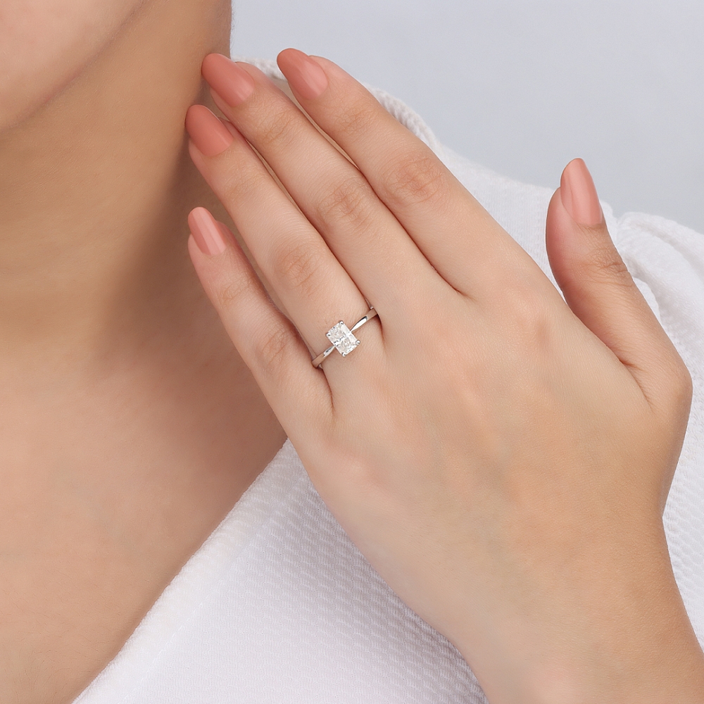 Radiant Narrow shoulder Engagement Rings