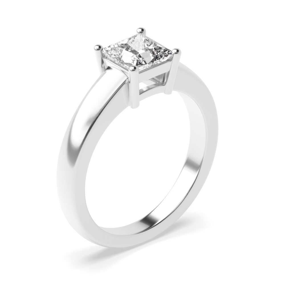 Princess Solitaire Diamond Engagement Ring In Basket Setting