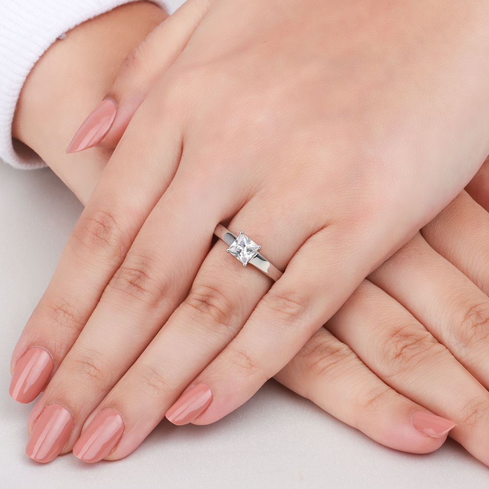 Princess Wide Shoulder Lab Grown Diamond Solitaire Engagement Ring