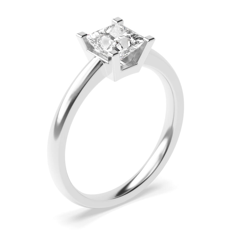 Princess Solitaire Diamond Engagement Ring In U Open Setting