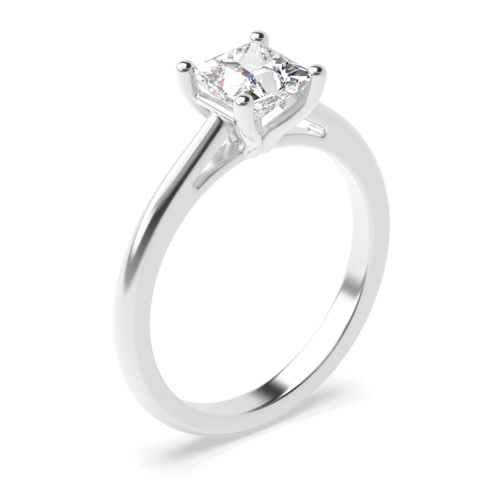 Princess Solitaire Moissanite Engagement Ring With Tapering Open Shoulder