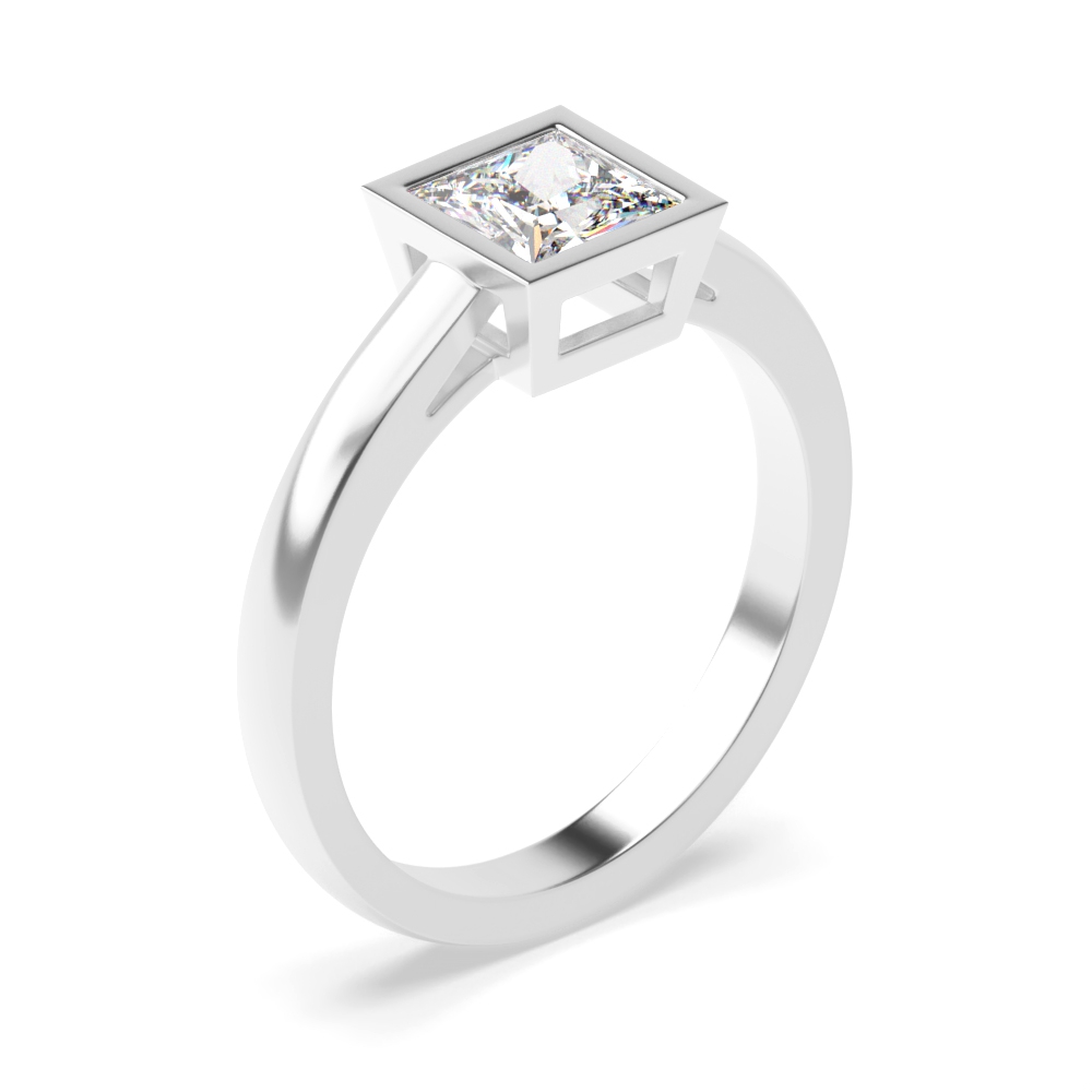 Princess Engagement Ring With Open Shoulder Solitaire Diamond