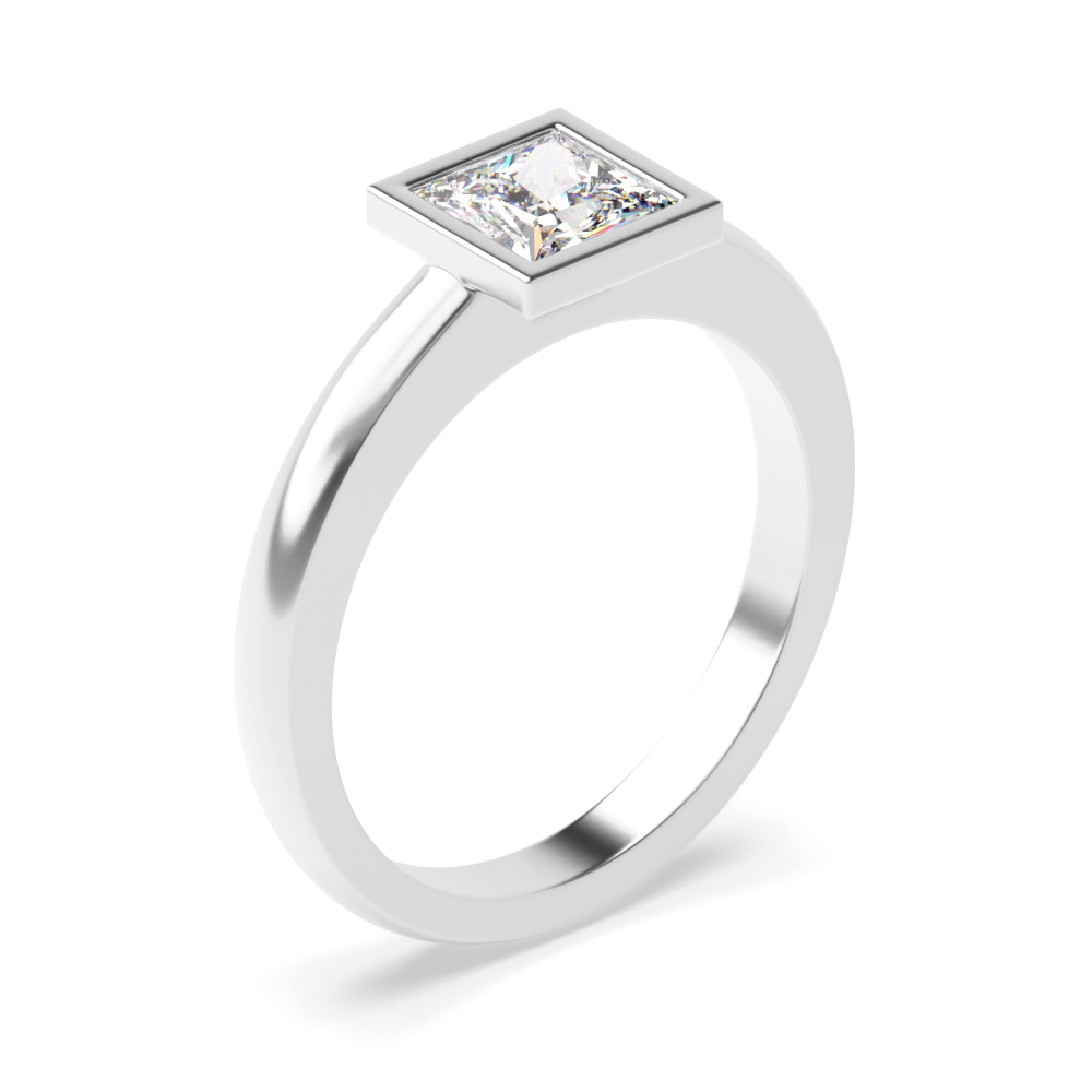 Princess Engagement Ring With Solid Shoulder Solitaire Diamond