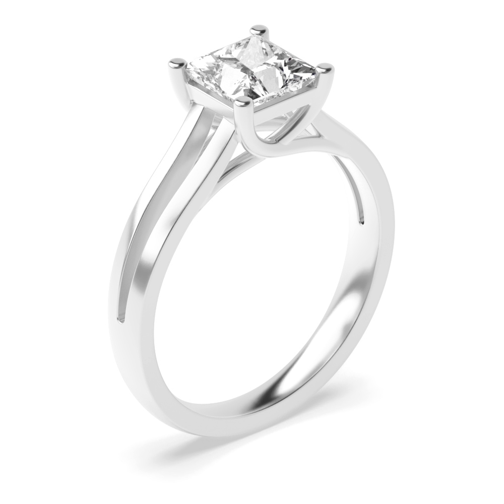 Princess Engagement Ring With Cross Over Claws Solitaire Diamond