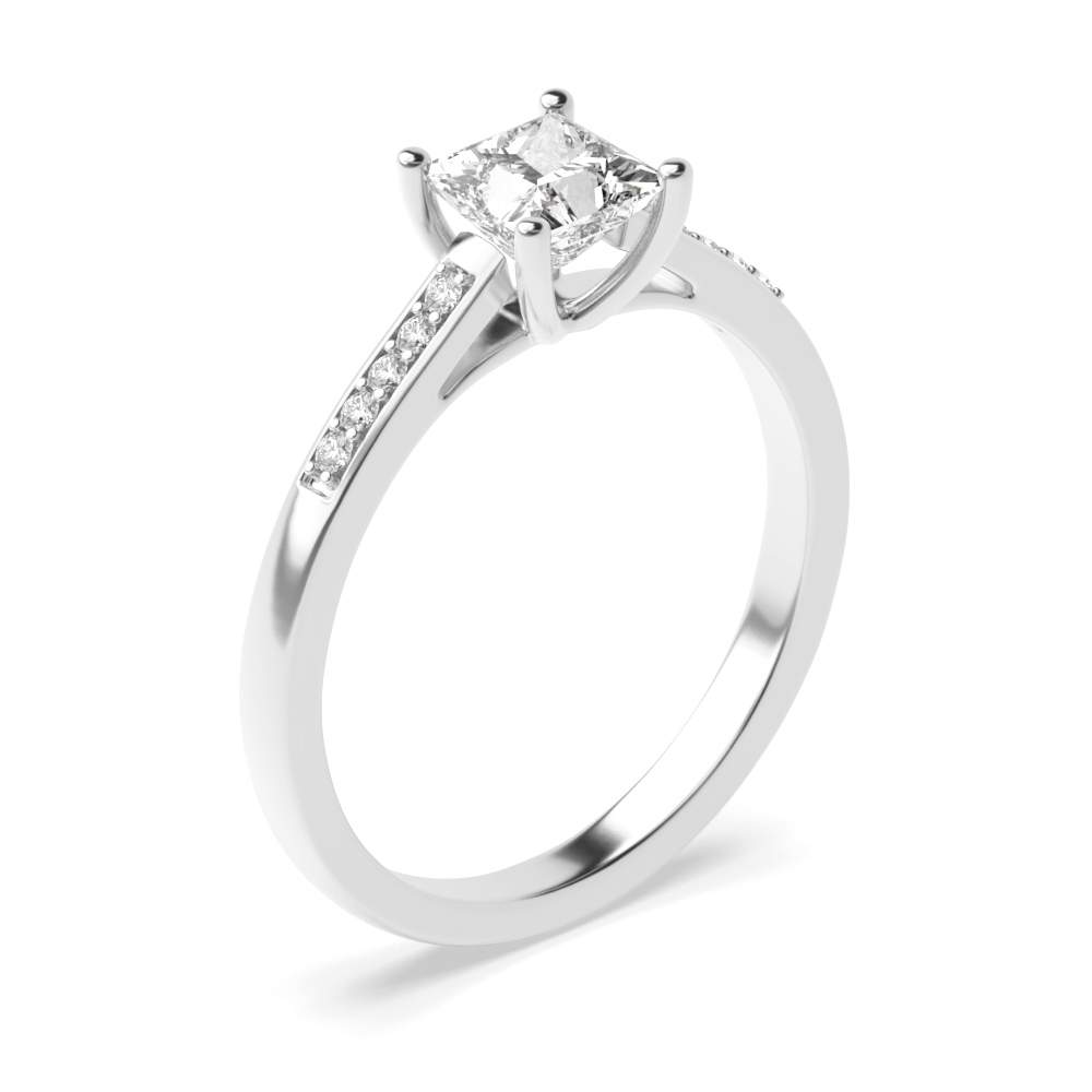 Princess Engagement Ring With Open Setting Shoulder Set Diamond