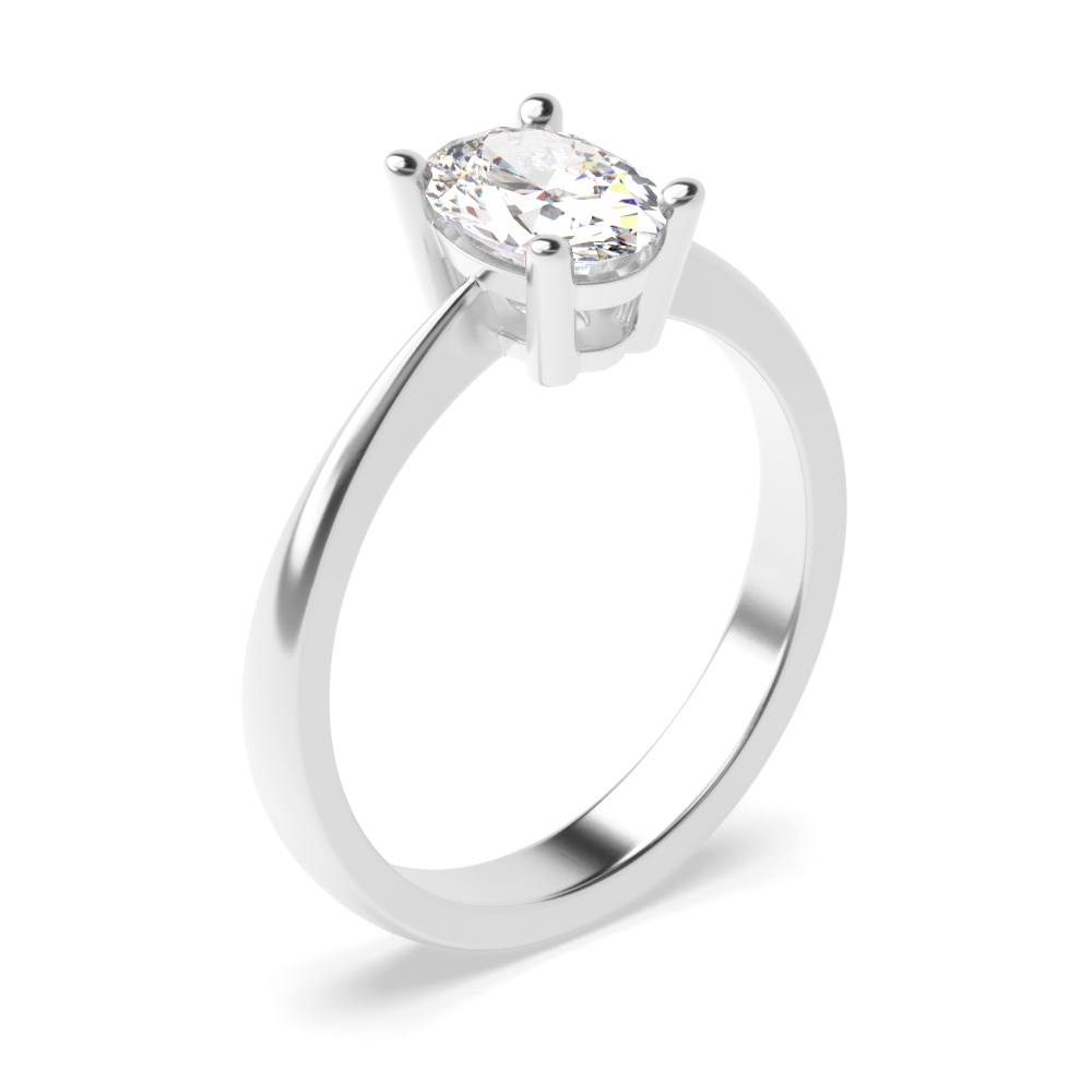 Basket Set Oval Solitaire Diamond Engagement Rings