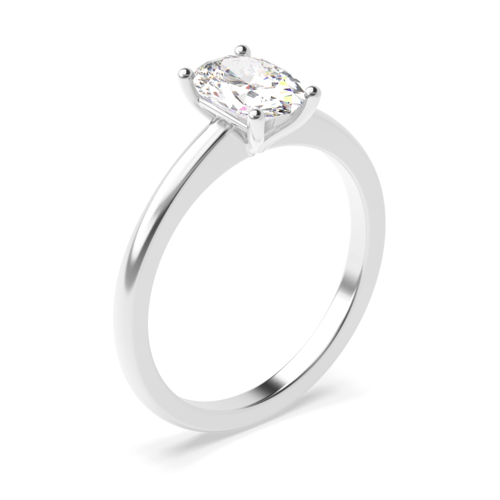 Buy Low Set Oval Solitaire Diamond Engagement Rings - Abelini