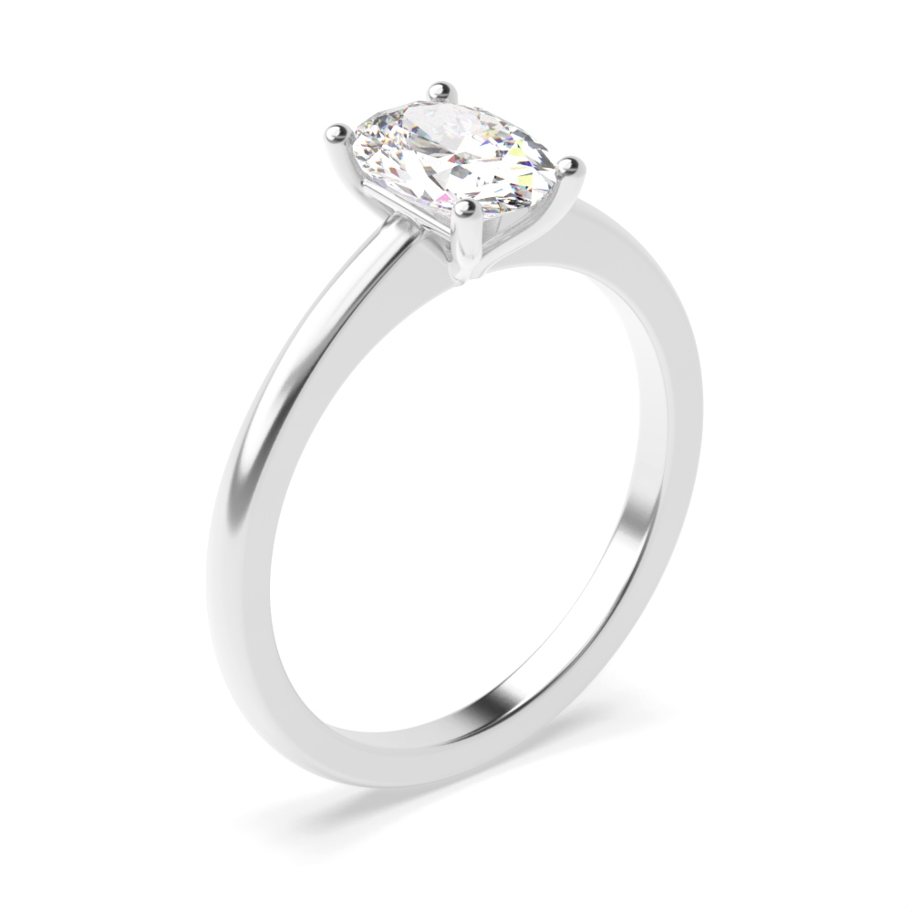 Buy Low Set Oval Solitaire Lab Grown Diamond Engagement Rings - Abelini