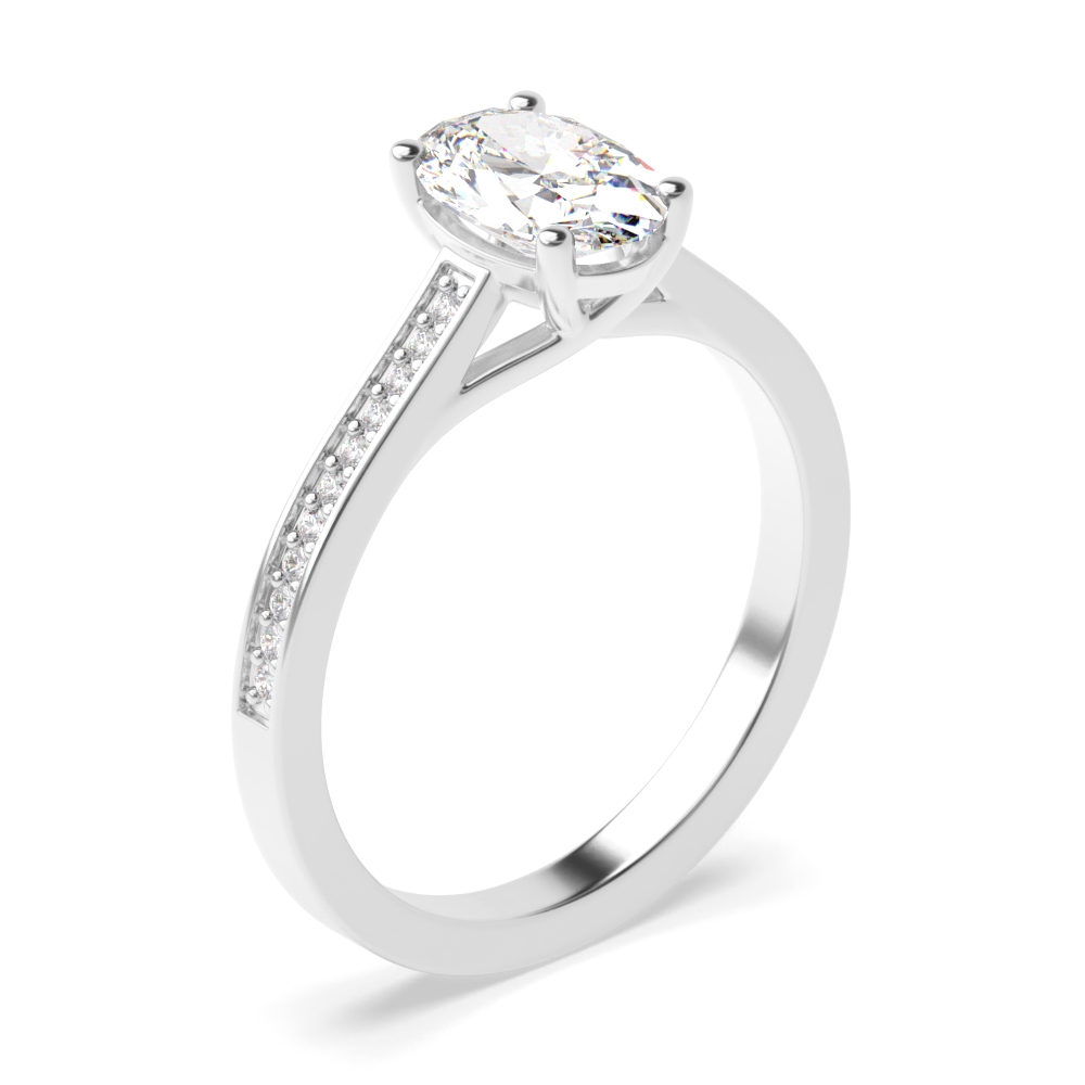 Cross Ovar Claws Oval Shoulder Set Moissanite Engagement Rings
