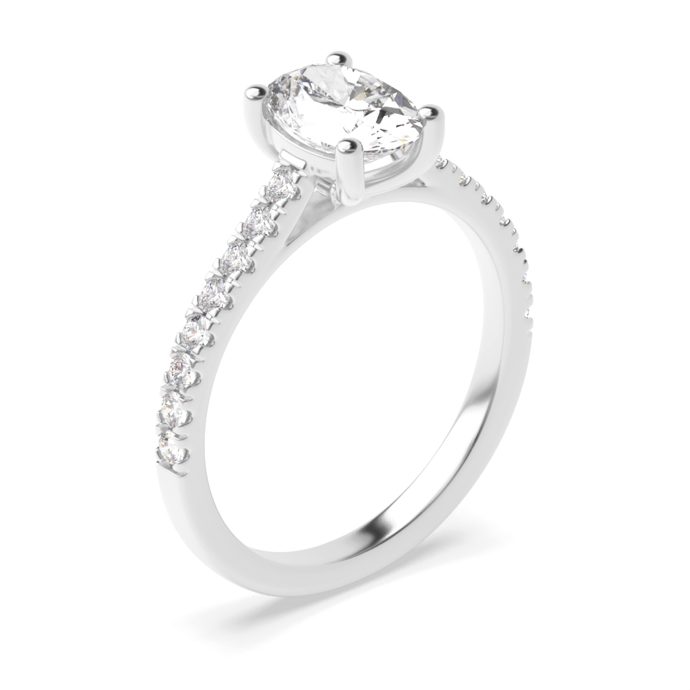 Buy Delicate Oval Shoulder Set Diamond Engagement Rings - Abelini