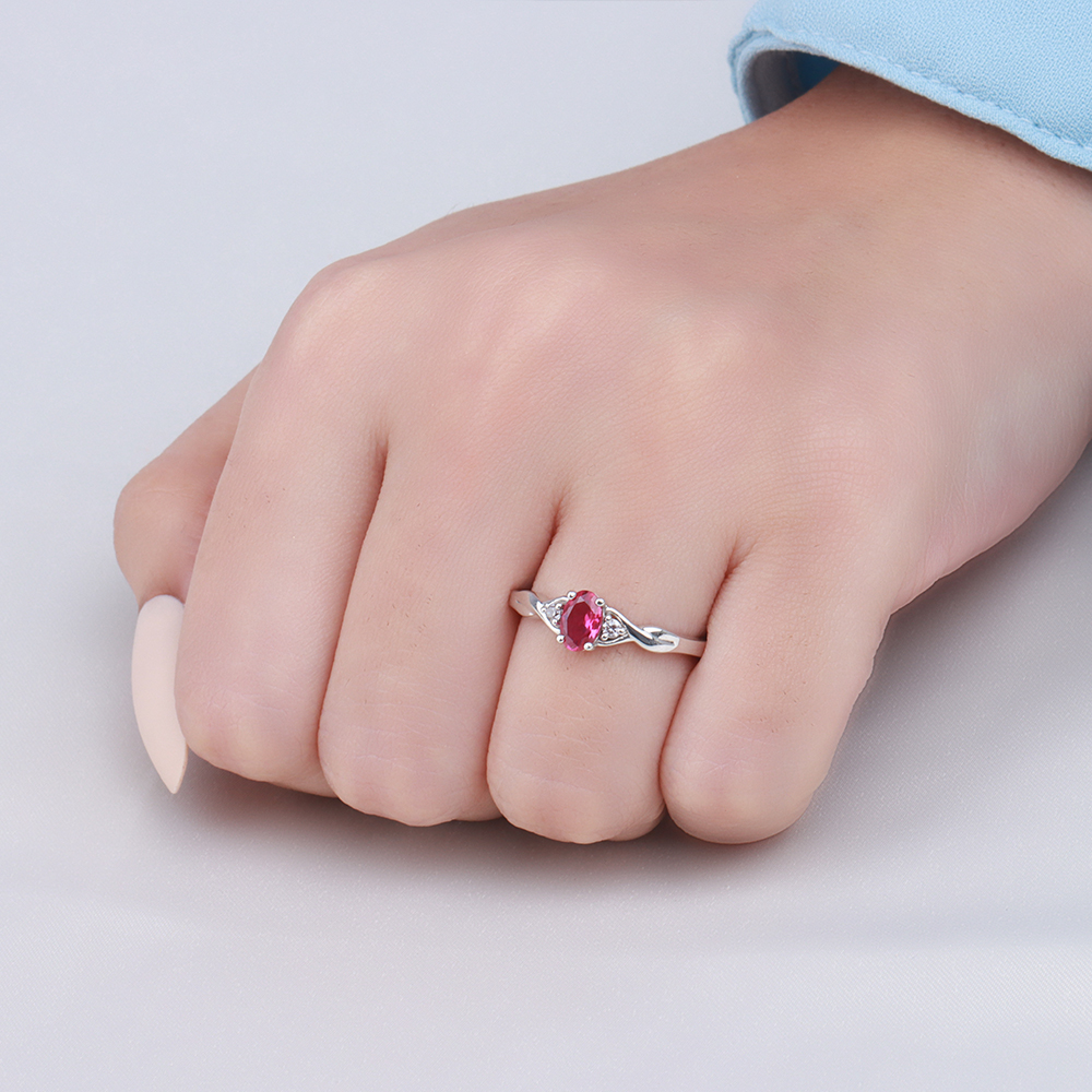 4 Prong Oval Pink Sapphire Gemstone Diamond Ring