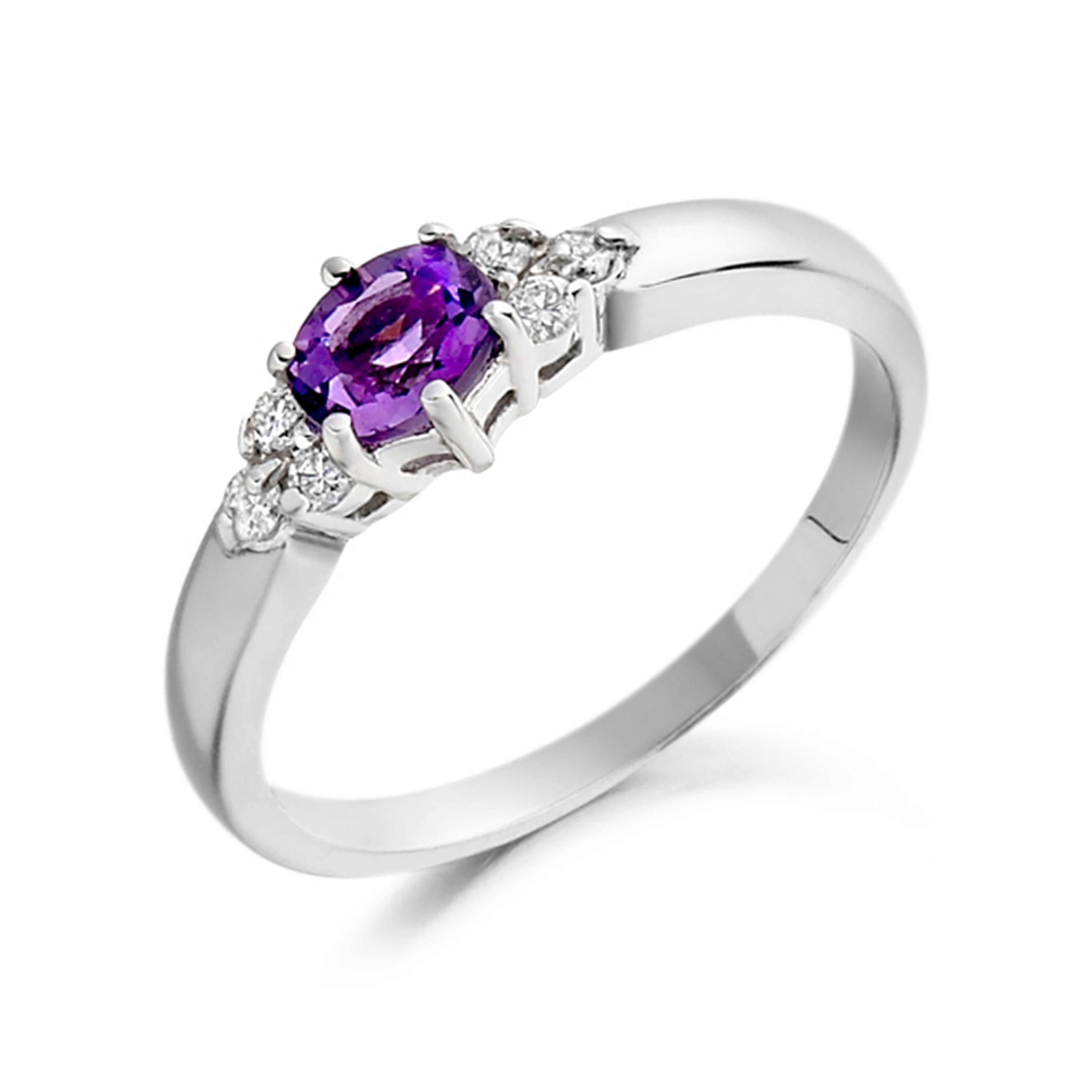 6X4mm Oval Amethyst Seven Stone Lab Grown Diamond And Gemstone Ring