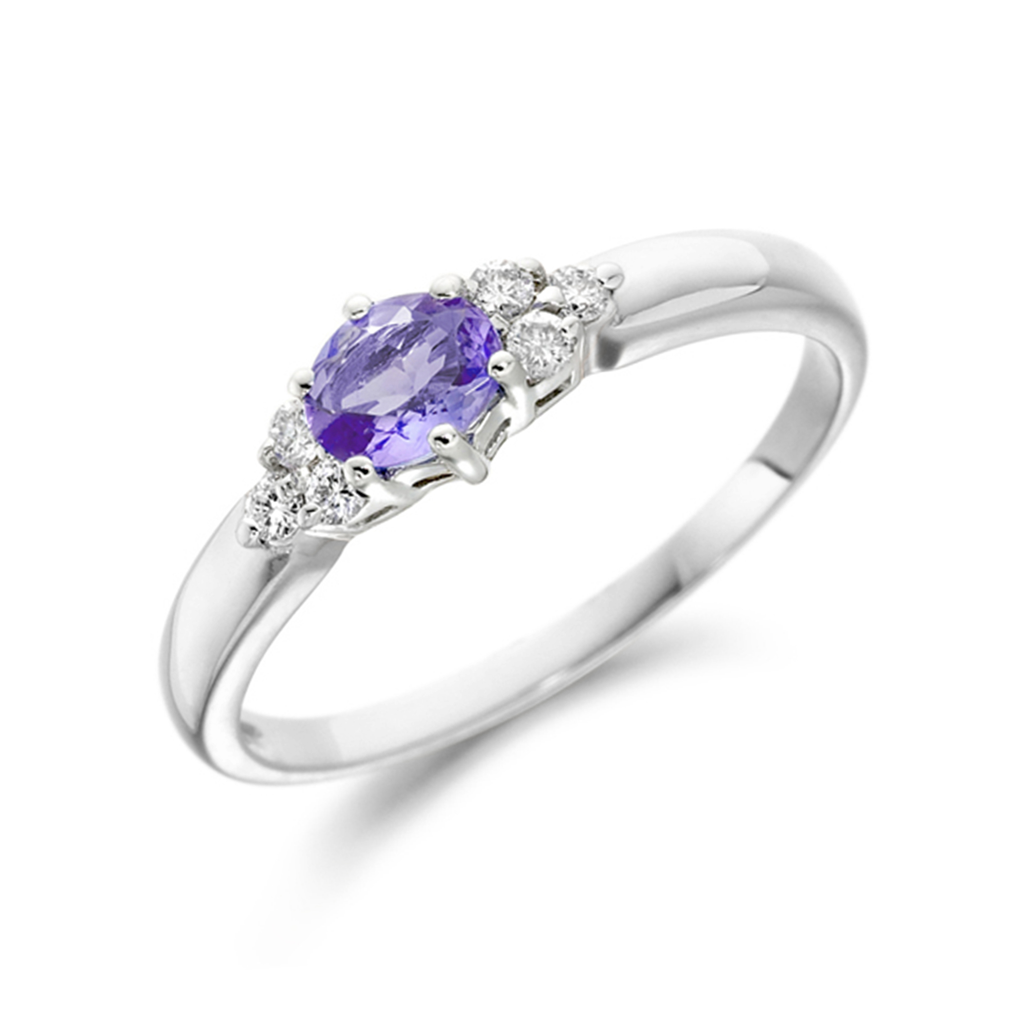 6X4Mm Oval Tanzanite Seven Stone Diamond And Gemstone Ring