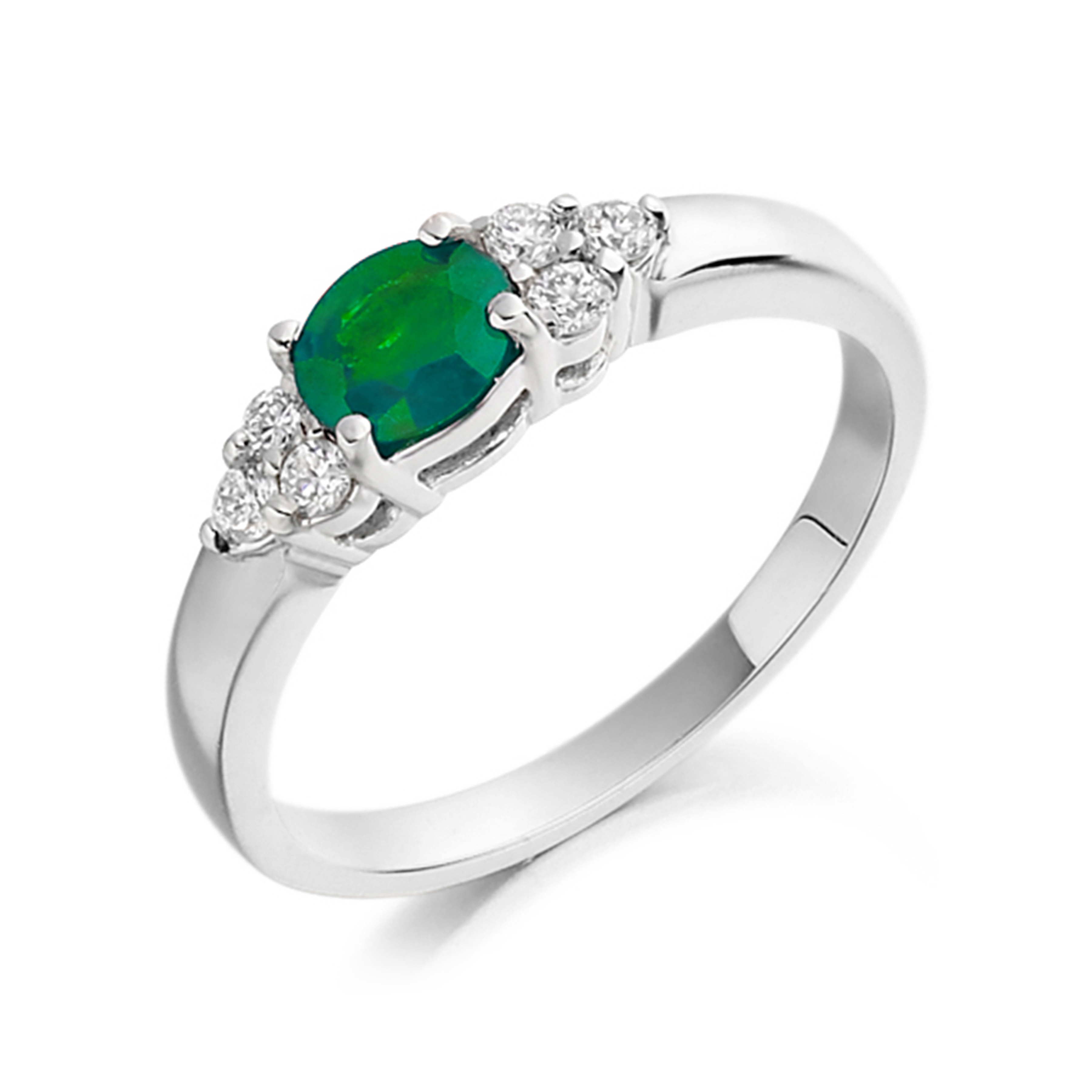 6X4mm Oval Emerald Seven Stone Lab Grown Diamond And Gemstone Ring