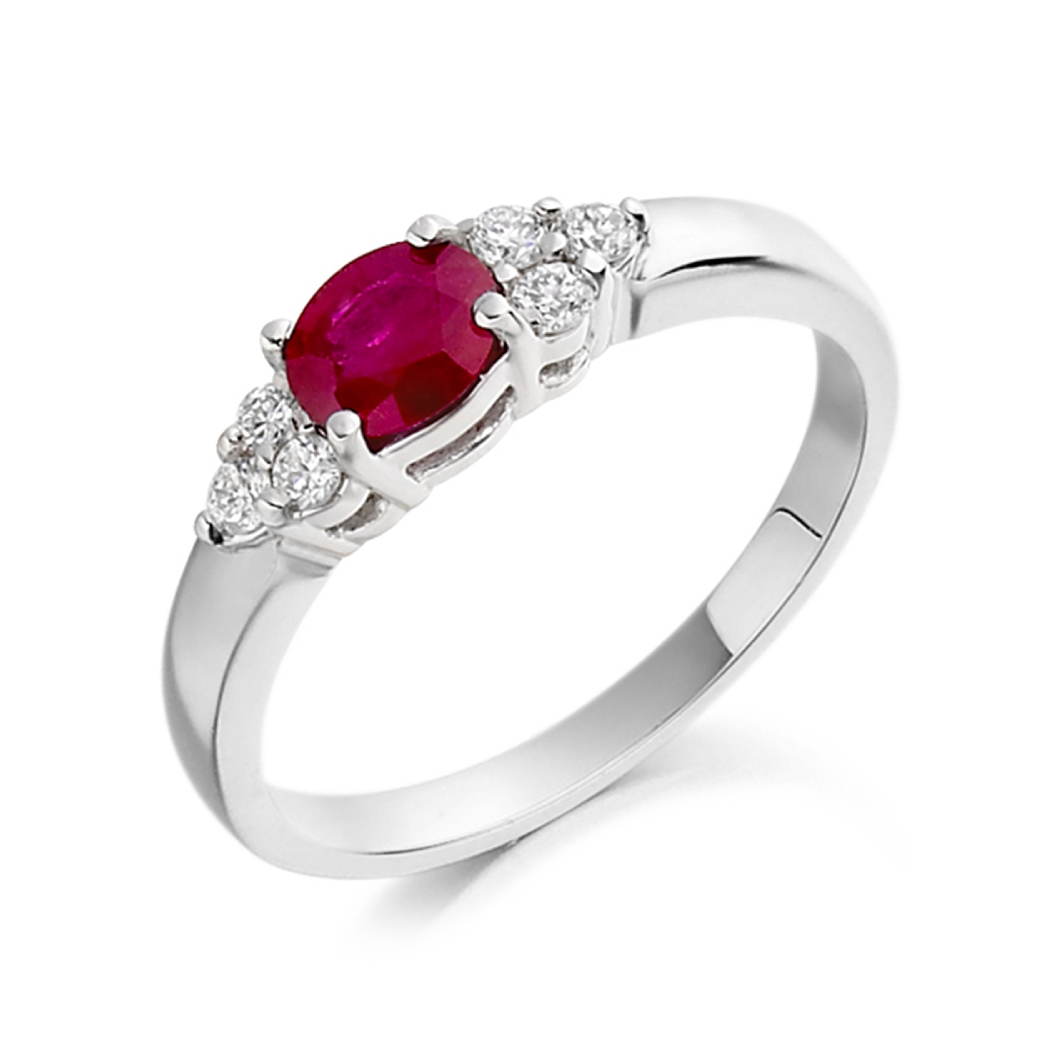 6X4mm Oval Ruby Seven Stone Diamond And Gemstone Ring