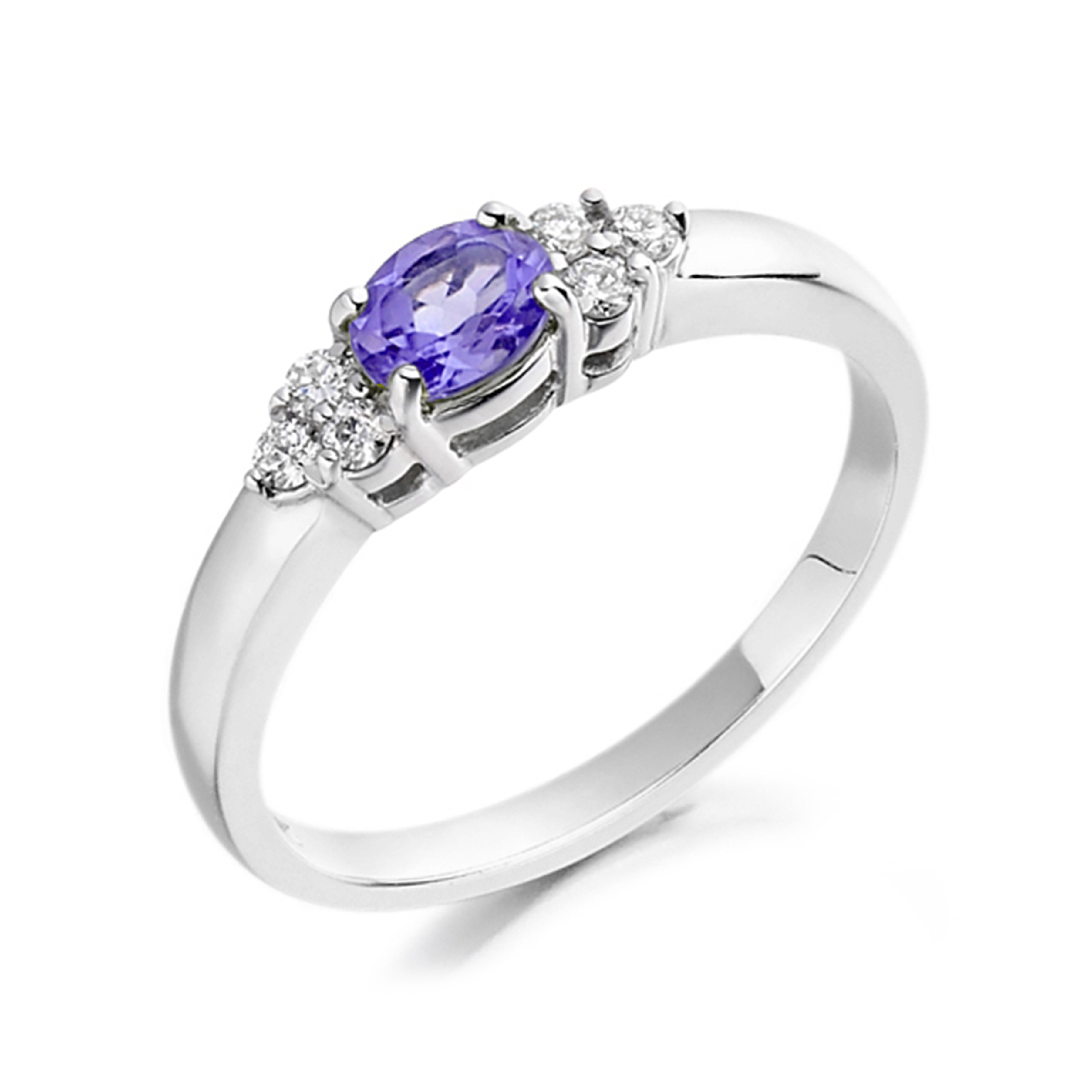 6X4mm Oval Tanzanite Seven Stone Diamond And Gemstone Ring