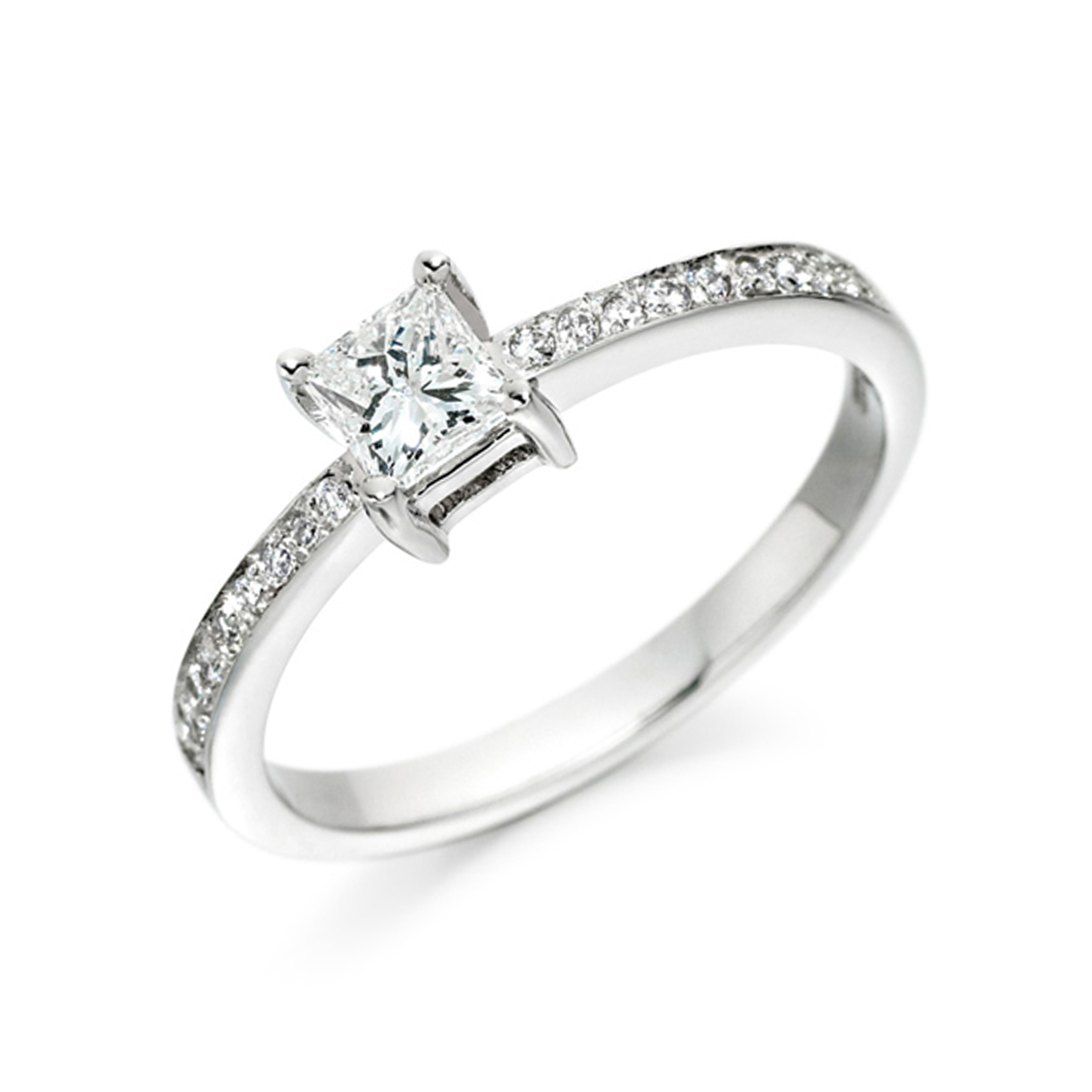 Prong Settings Engagement Ring Princess Shape And Side Stone Ring