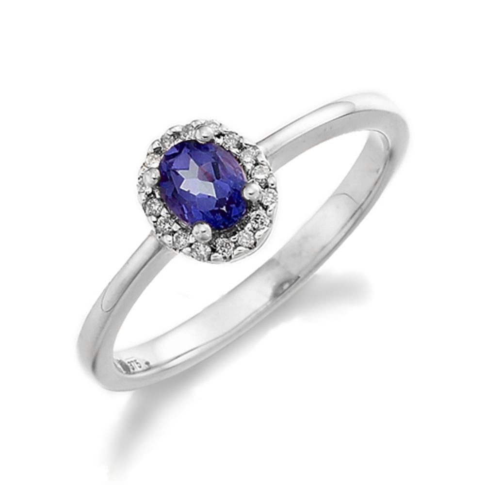 gemstone ring with oval shape blue sapphire and side stone ring