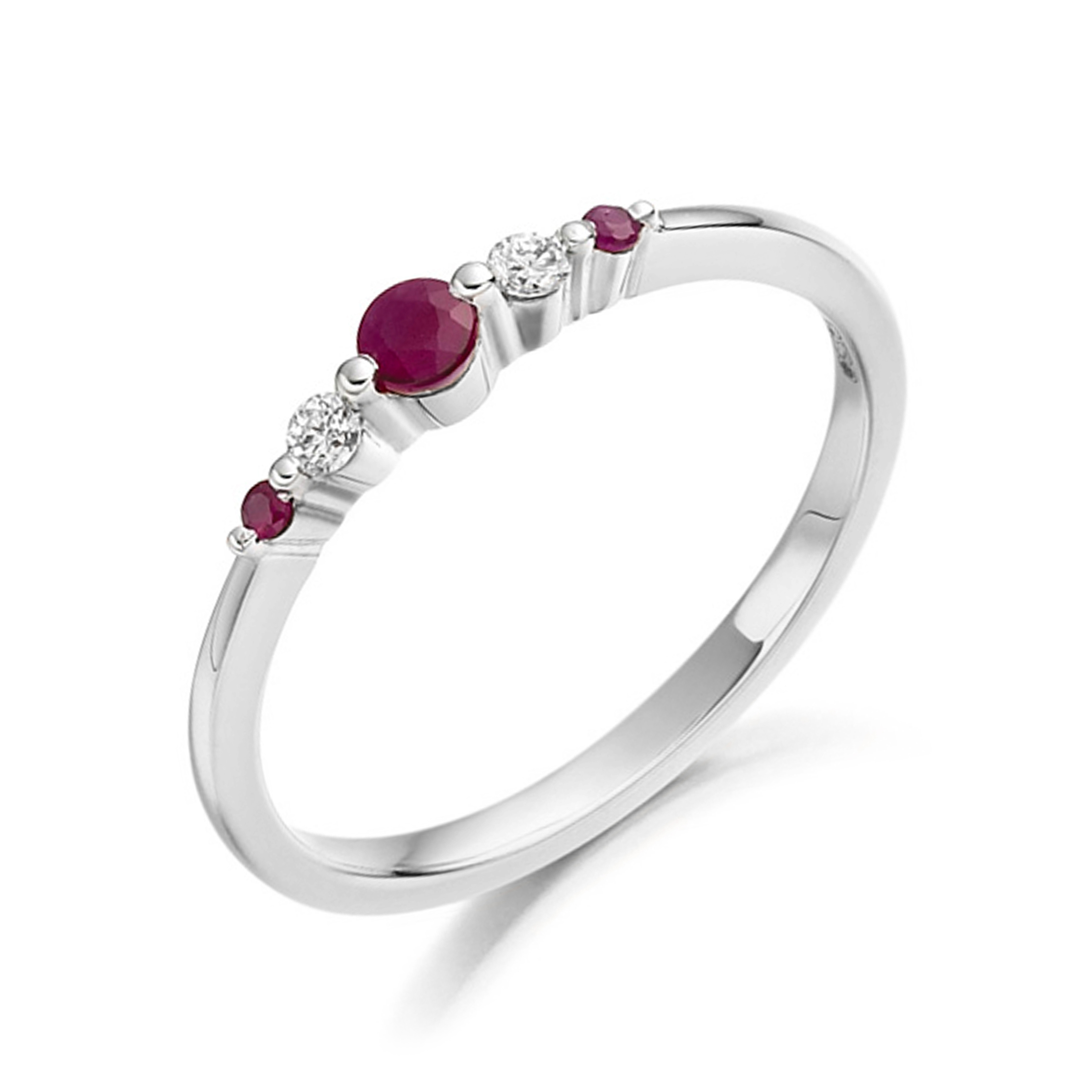 4mm,3mm Round Ruby Five Stone Lab Grown Diamond And Gemstone Ring