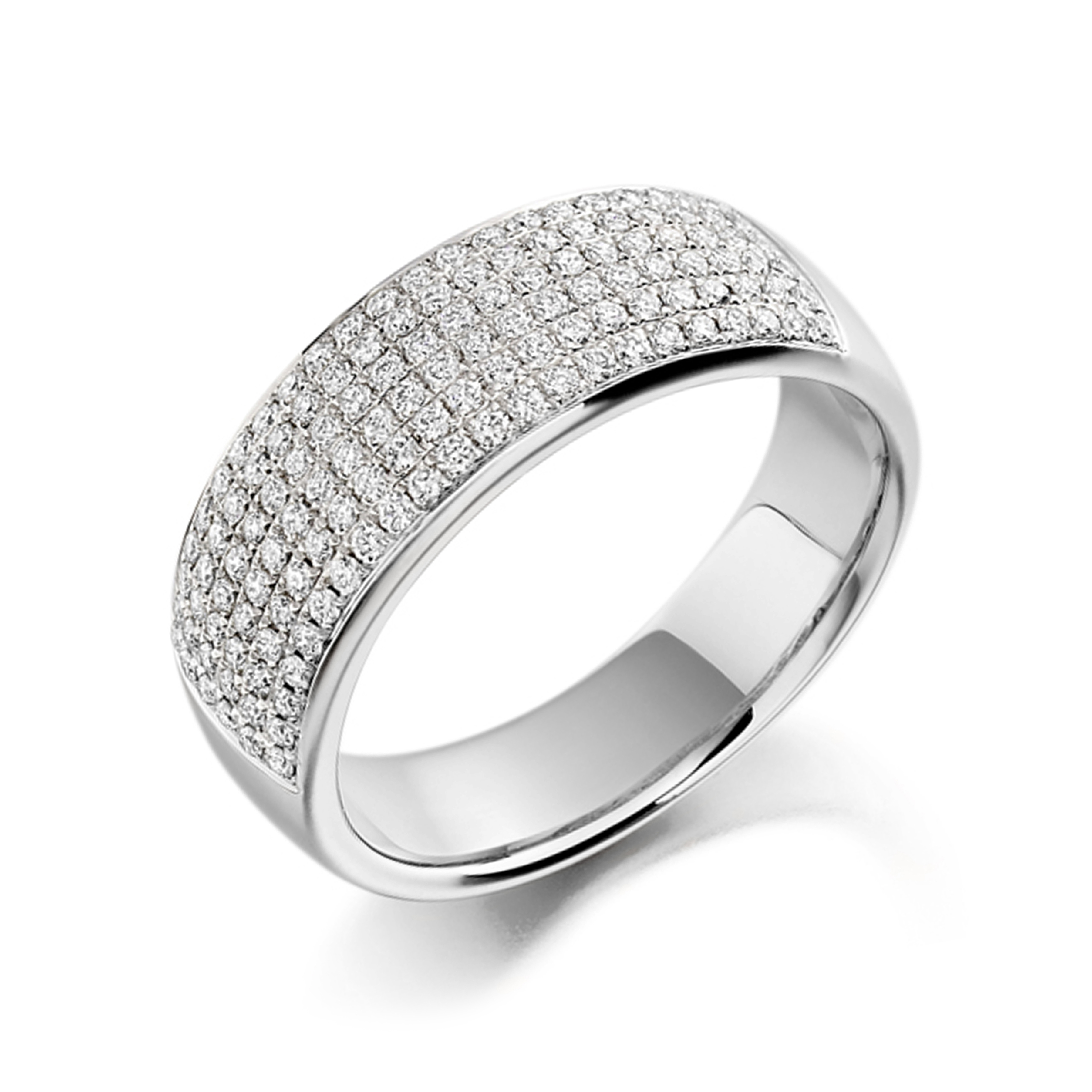 Pave Settings Cluster Half Eternity Round Shape Lab Grown Diamond Ring