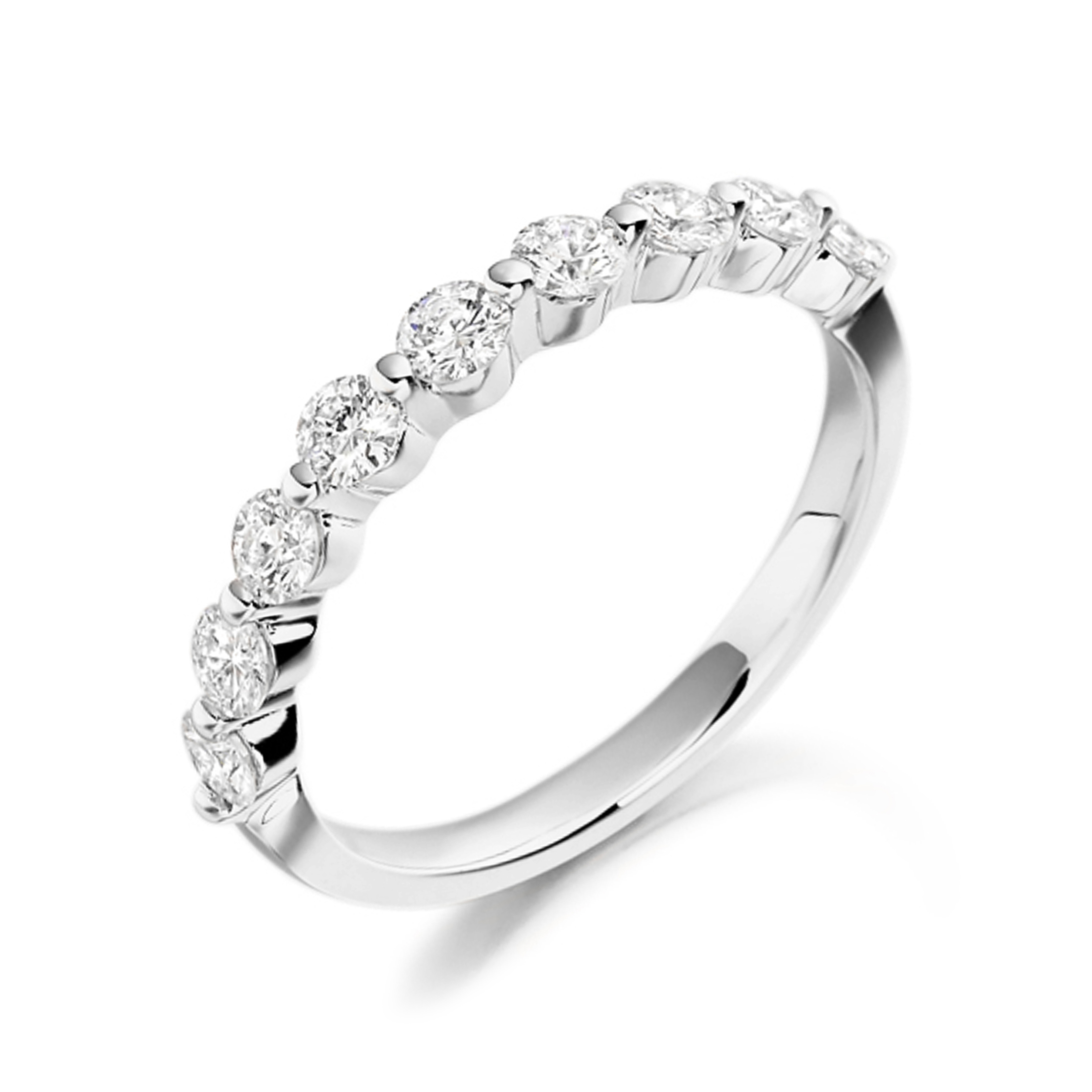 prong settings half eternity round shape Moissanite ring