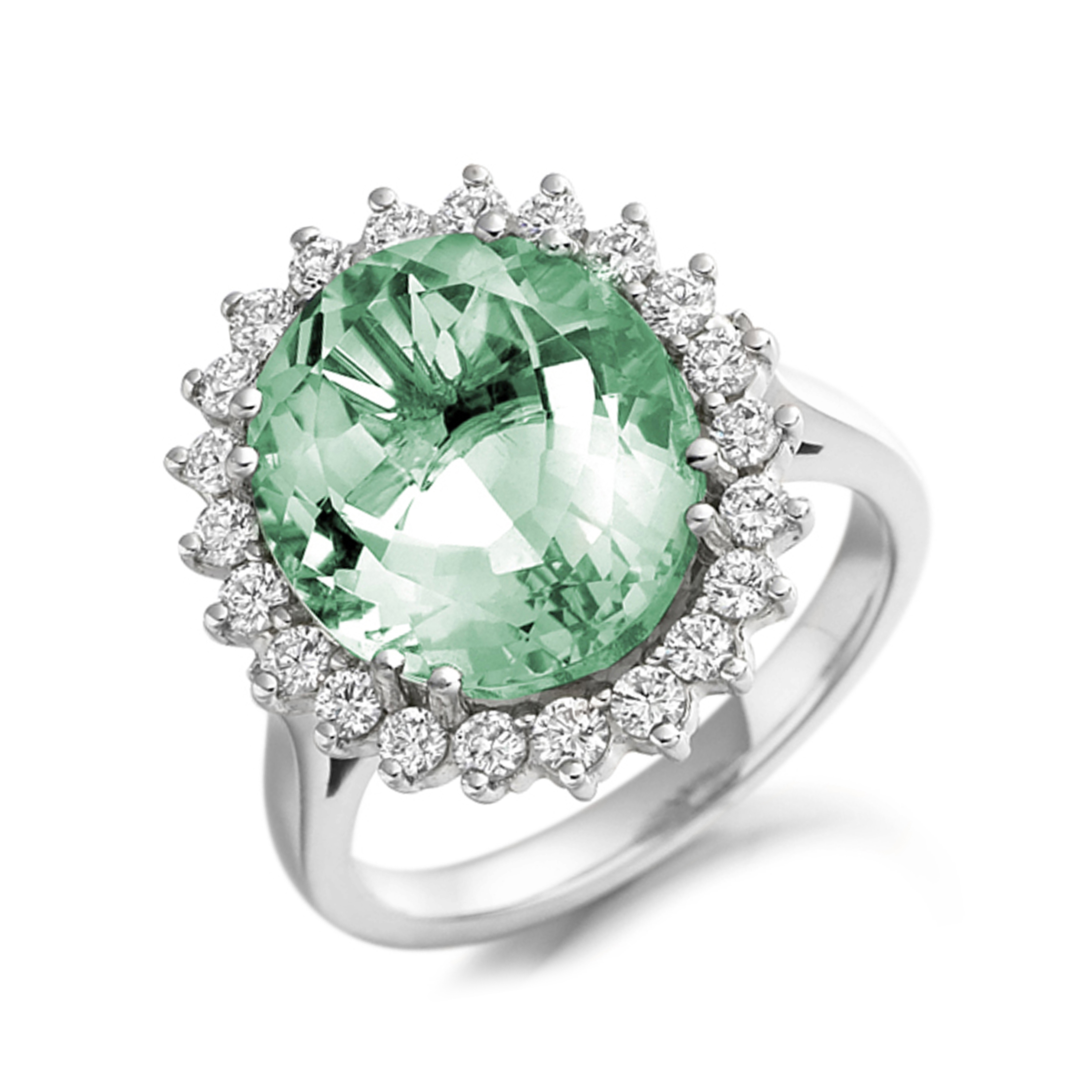10X9mm Oval Quartz Hand Wired Lab Grown Diamond And Gemstone Ring
