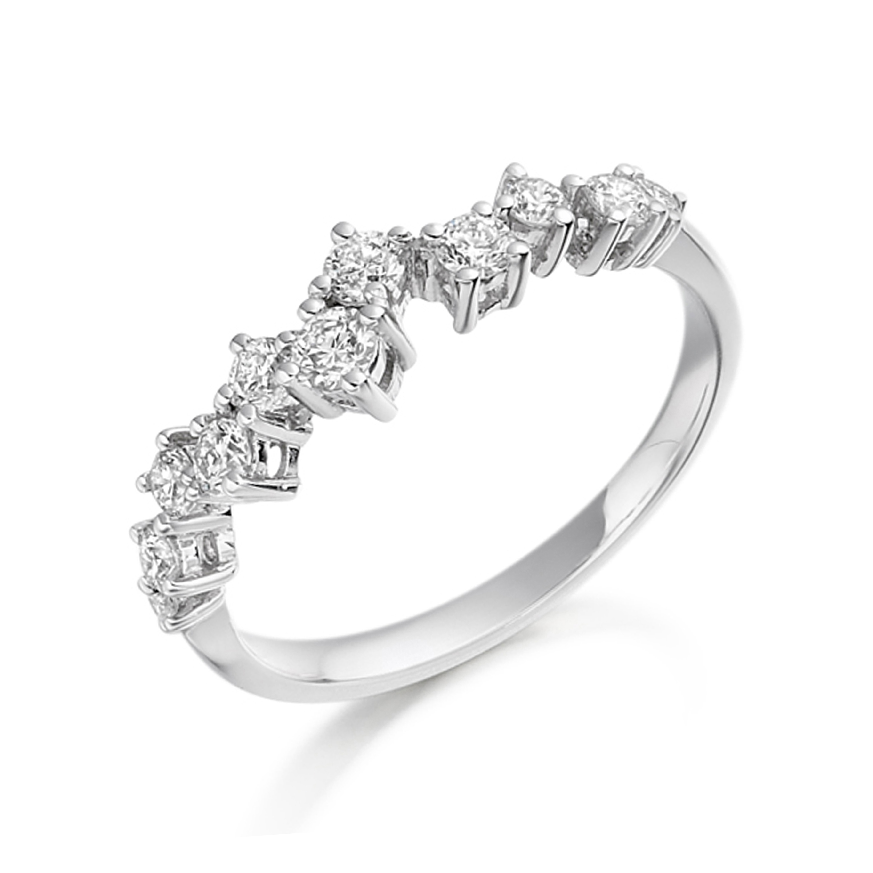 Prong Settings Abstract Half Eternity Round Shape Lab Grown Diamond Ring
