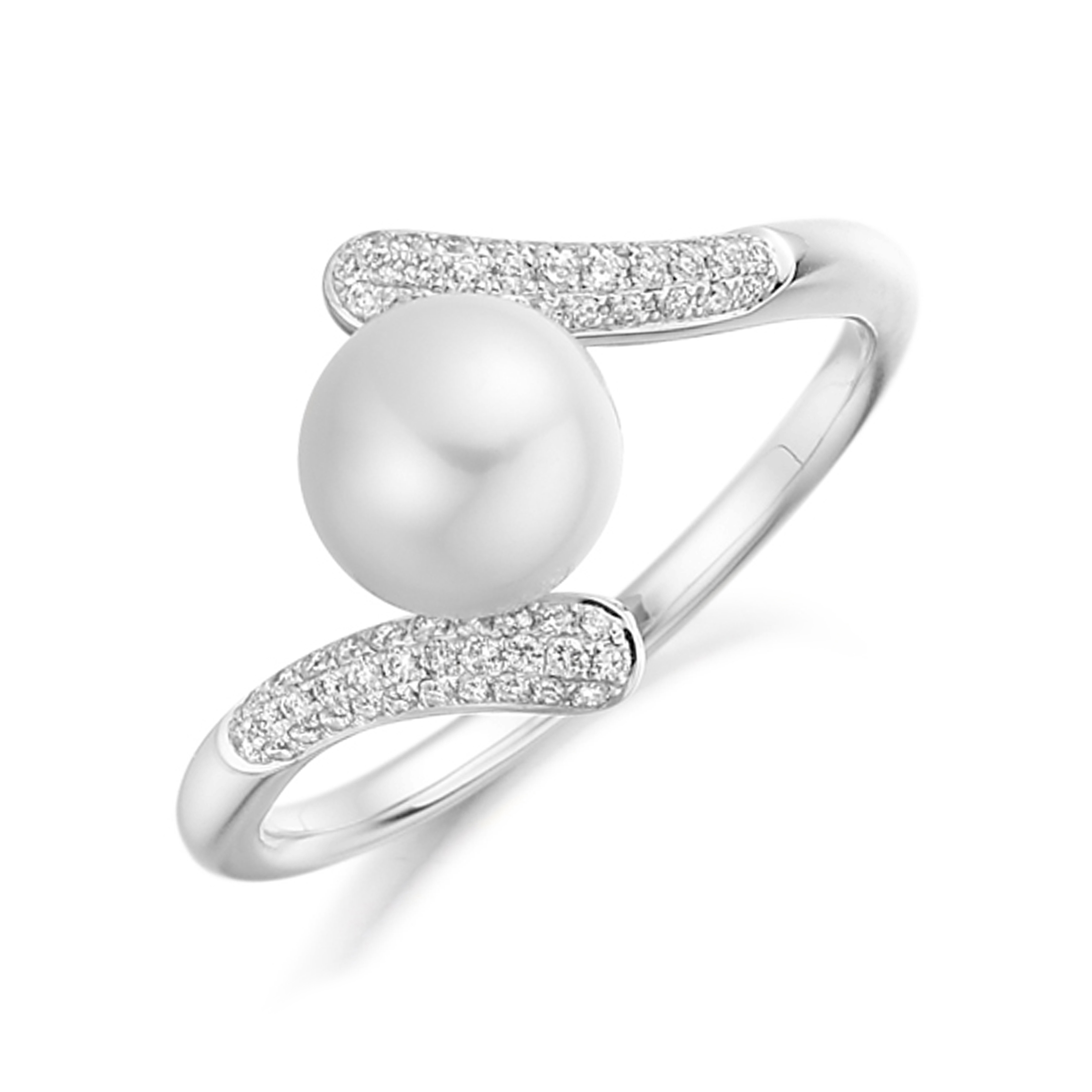7mm Round Pearl Multiple Stones Diamond And Pearl Ring