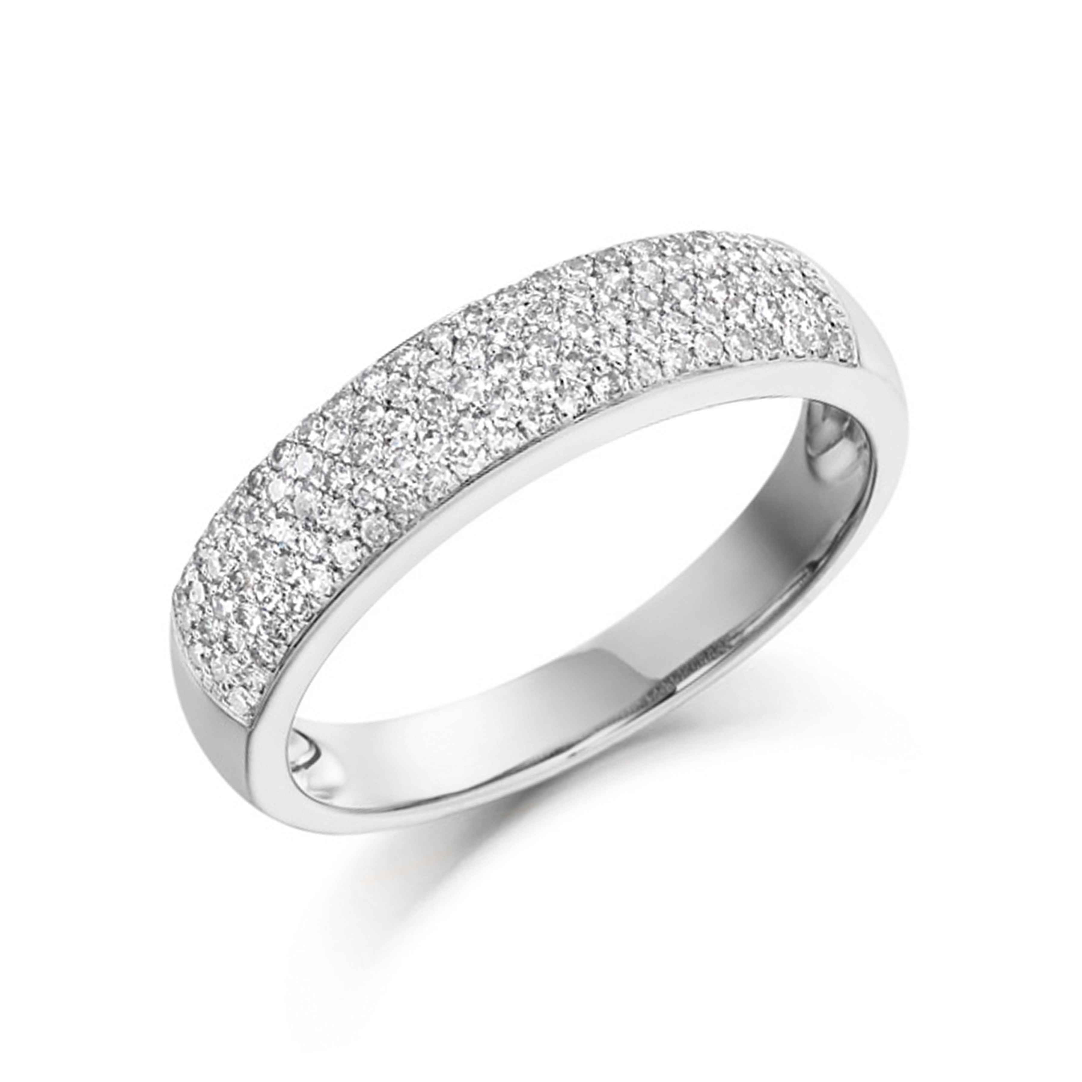 pave settings half eternity round shape diamond ring