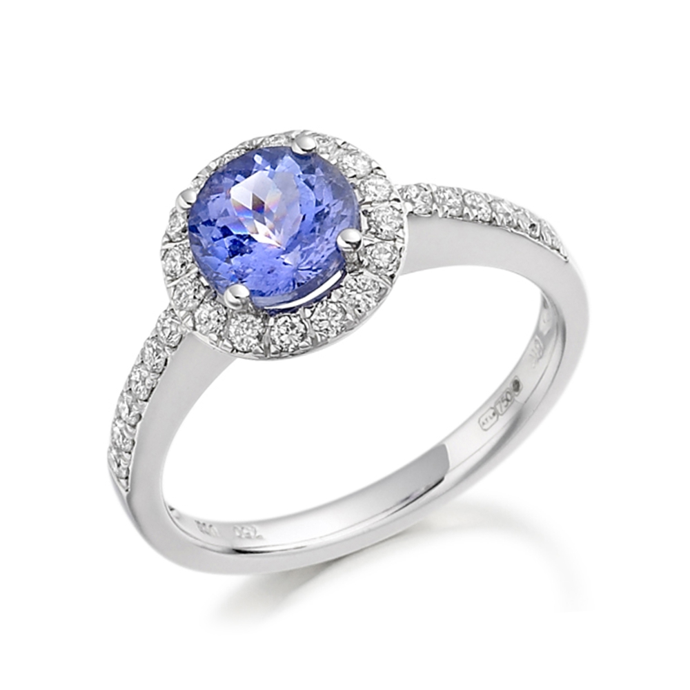 6mm Round Tanzanite Cluster Diamond And Gemstone Ring