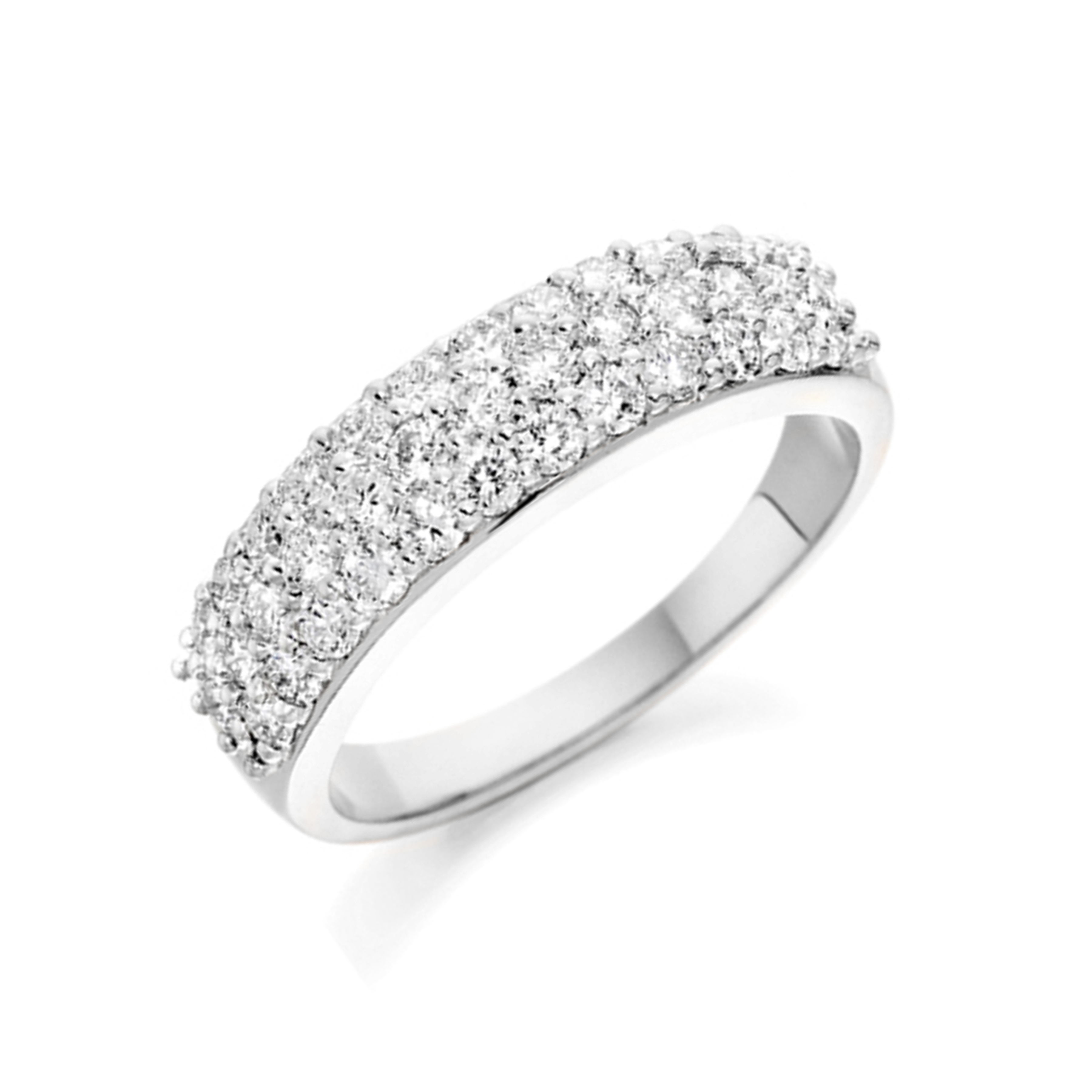 Pave Settings Half Eternity Round Shape Diamond Ring | Abelini 