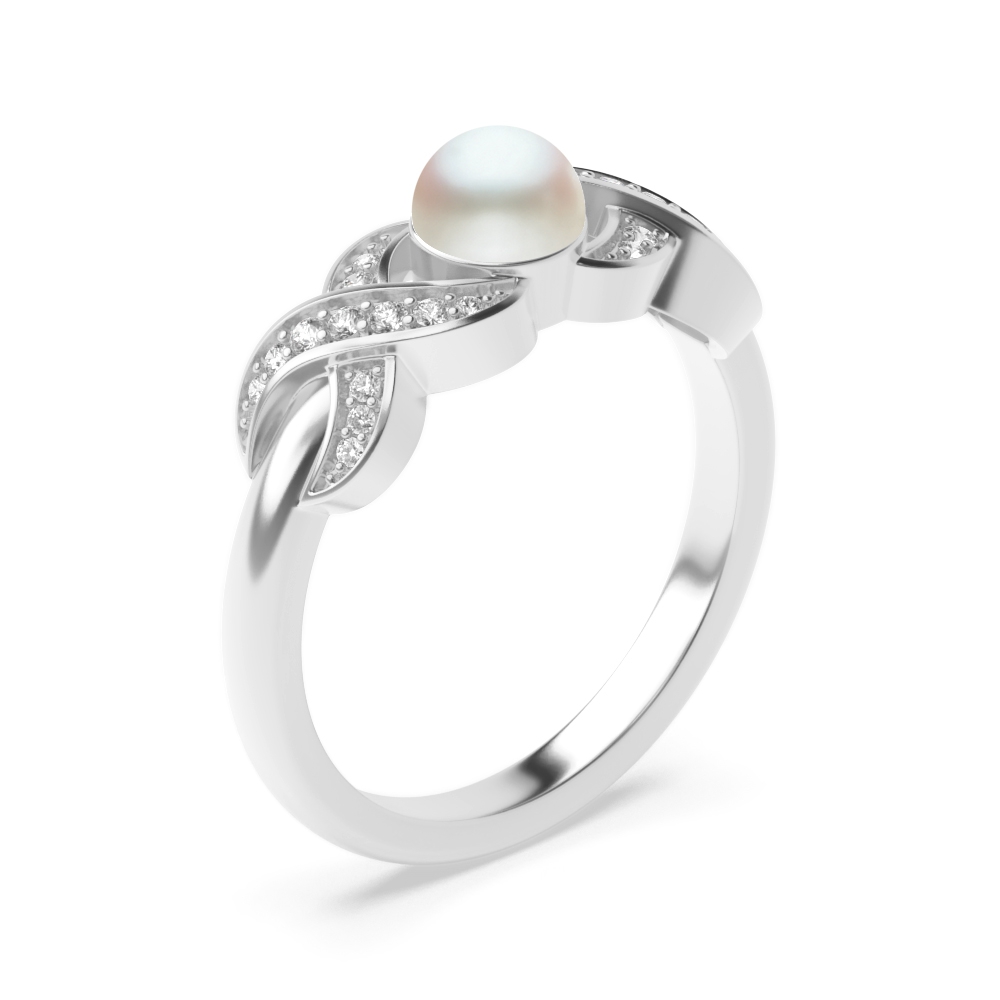 white pearl stone and side stone on criss cross shoulder ring