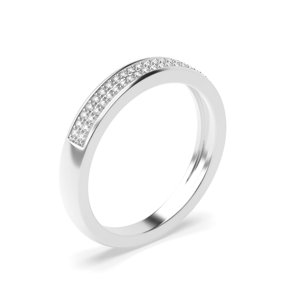 pave setting round shape 2 row diamond half eternity ring