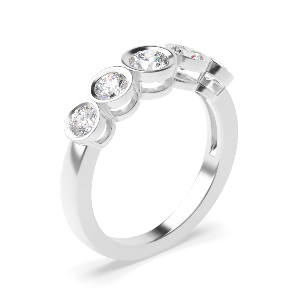 Bezel Setting Round Stackable Five Stone Diamond Ring - Abelini