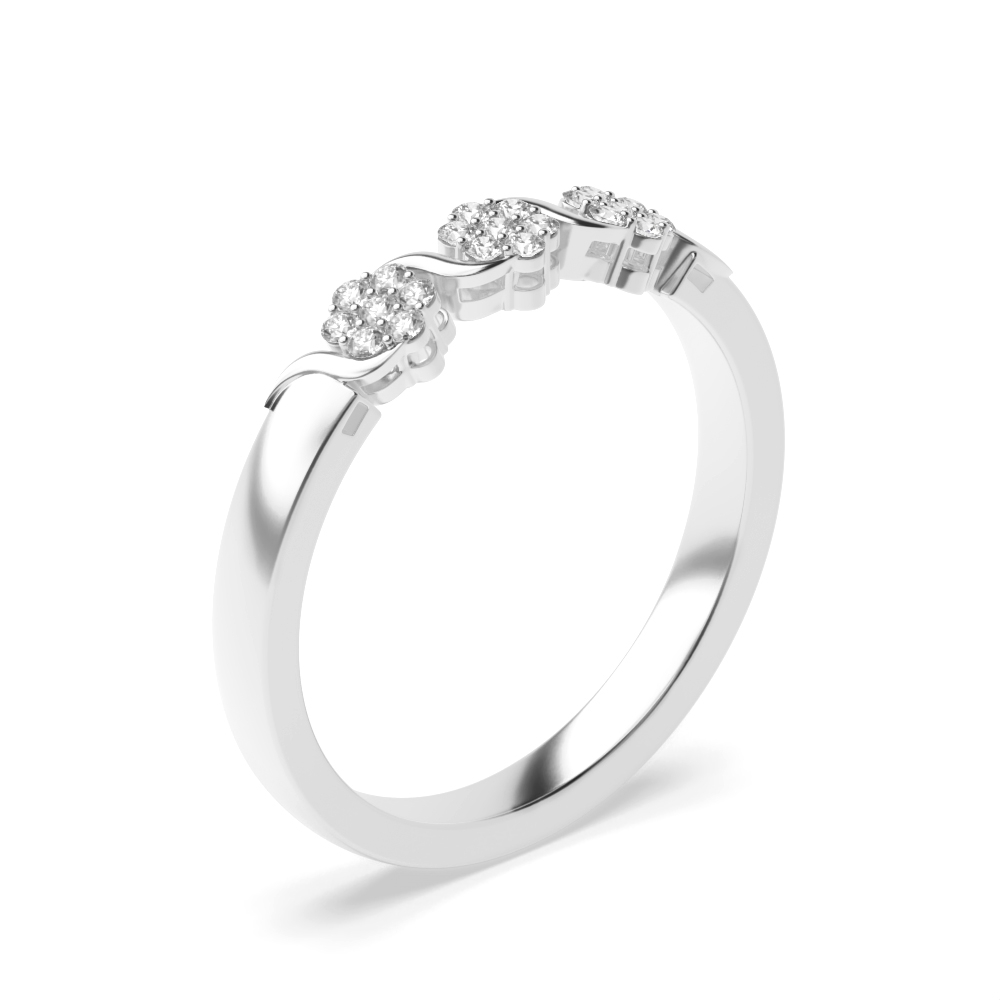 Purchase Round Shape 3 Wave Style Engagement Ring  - Abelini