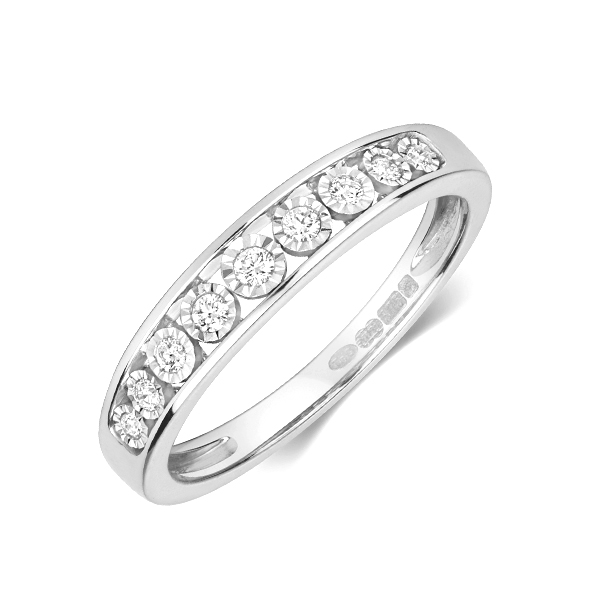 Channel Setting Round Shape Illusion Half Eternity Ring 