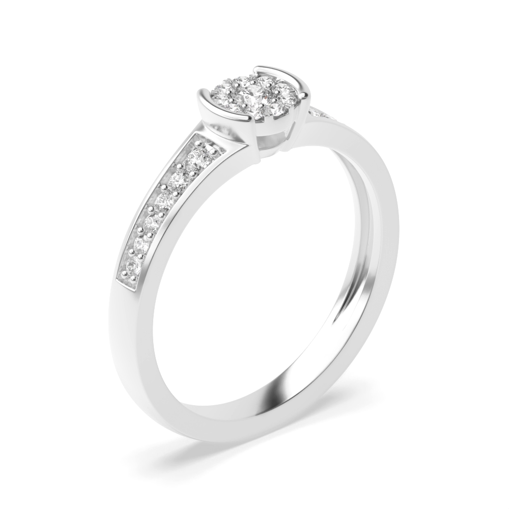 Half Bezel Setting Round Shape Halo Moissanite Engagement Ring