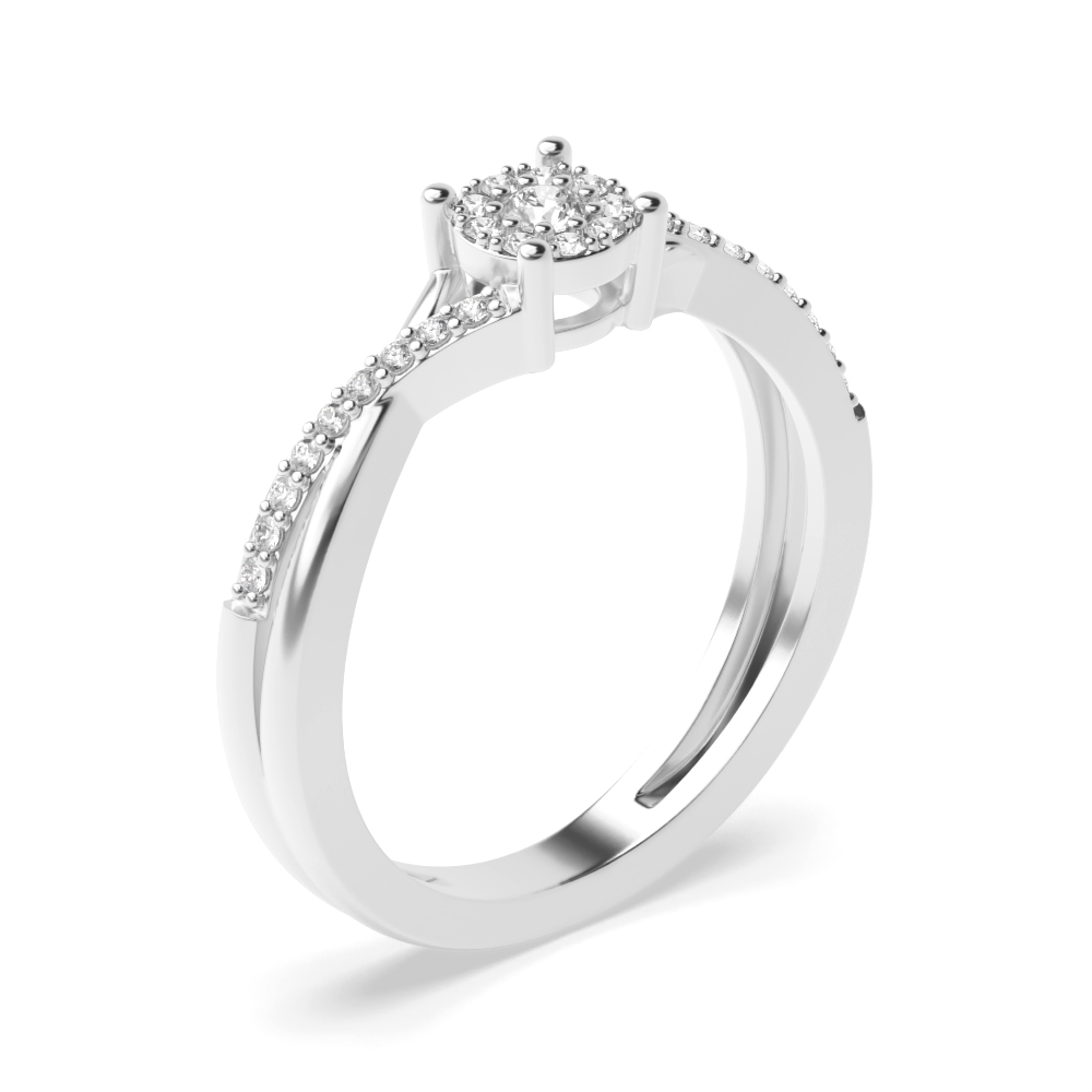 prong setting round shape cross shoulder engagement ring