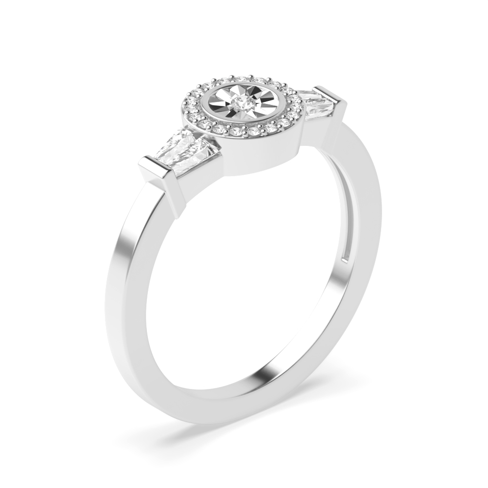 Round shape illusion plate engagement ring