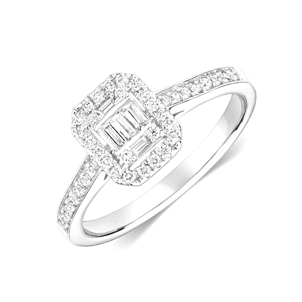 Purchase Radiant Shape Single Halo Diamond Ring  - Abelini